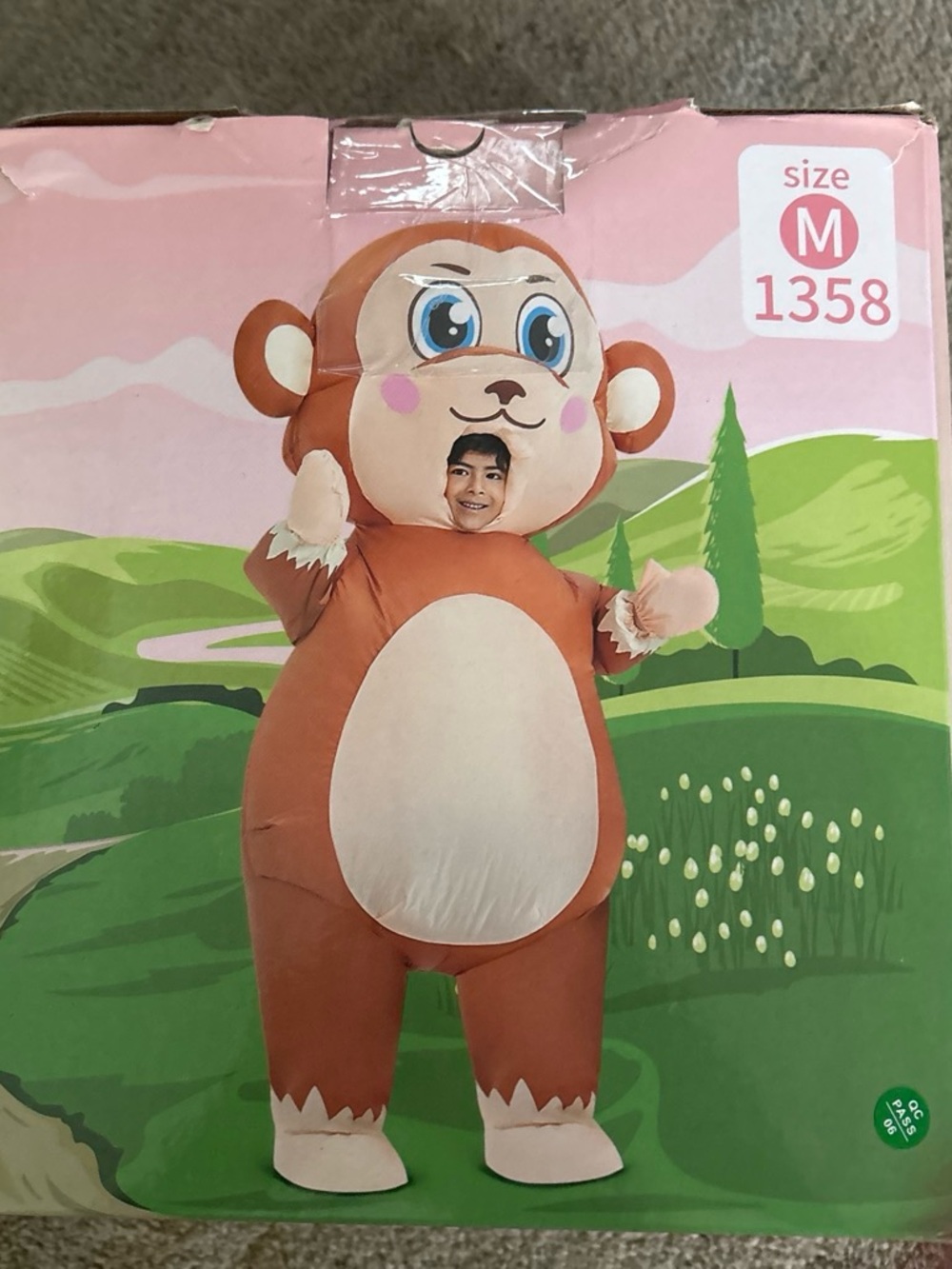 Kids Inflatable Monkey Costume in Brown and Cream - Size M